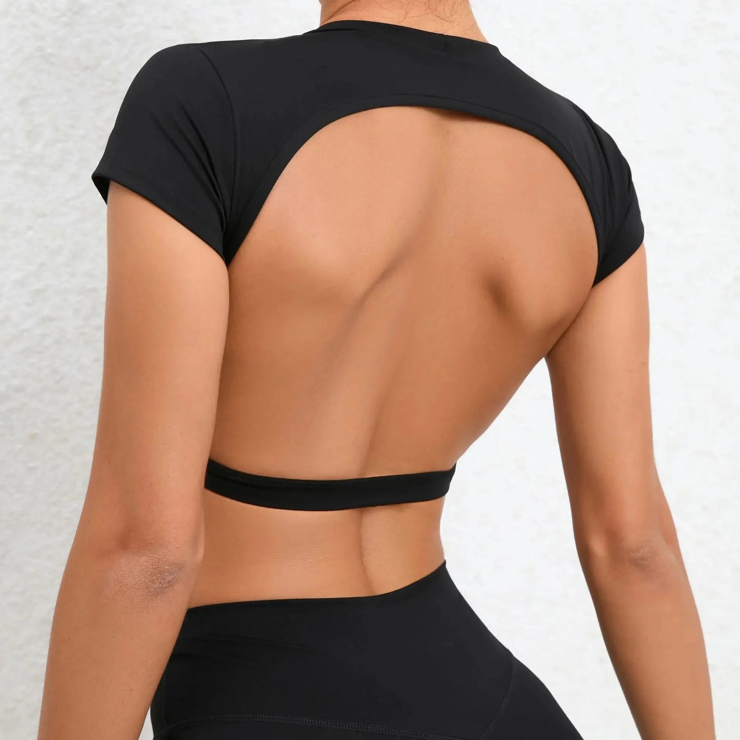 Camisa academia,Roupas fitness feminina academia,Blusa academia feminina,Hearuisavy respirável camisas esportivas para mulheres, Workout Sportswear, Fitness Training, Backless Yoga Vestuário, Sport Crop Tops, Gym Top Importe Go Black non-padded M