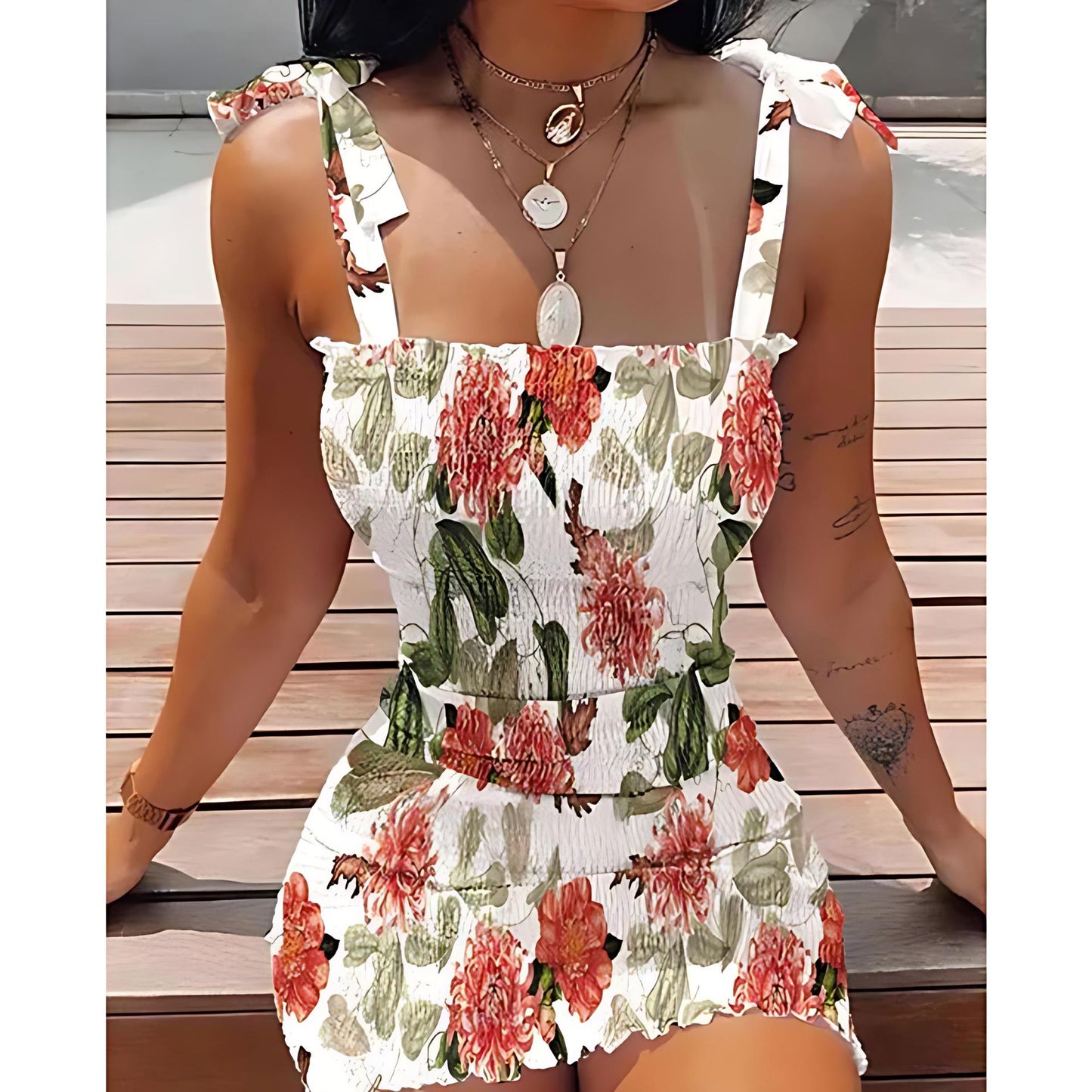 Korte Damesjurk met Bloemenprint Korte Damesjurk met Bloemenprint La Belge Rose S