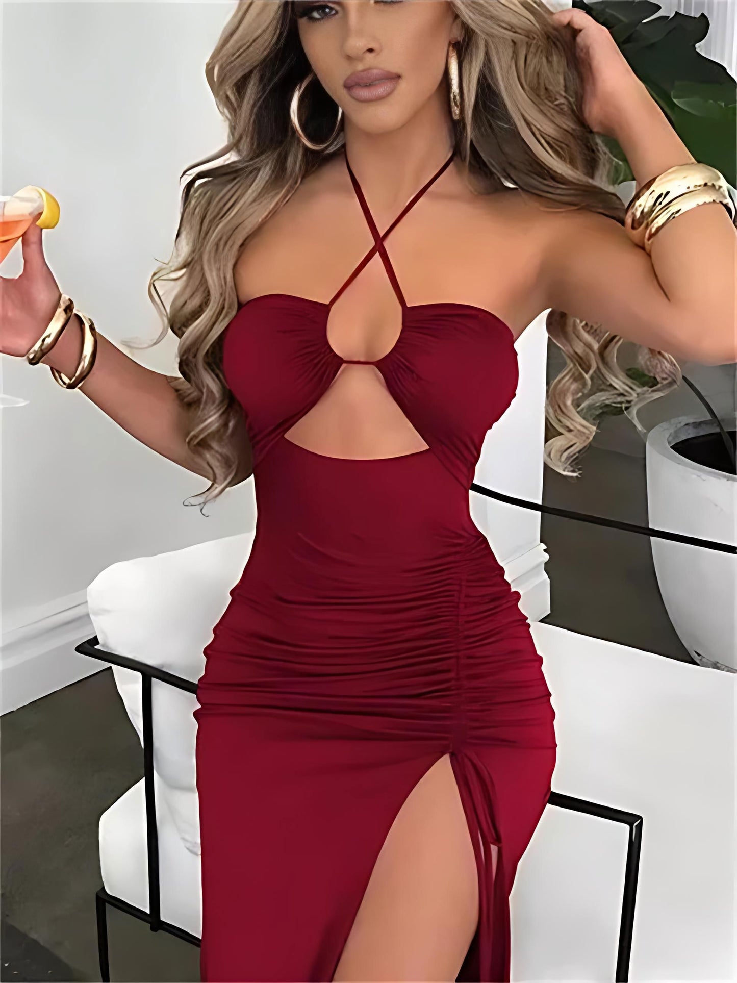 Sensuele Damesjurk met Split Sensuele Damesjurk met Split La Belge Rood S