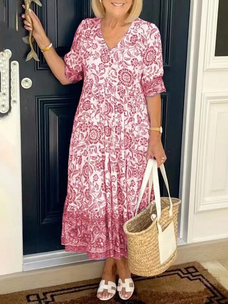 Vestido Boêmio Decote em V (COMPRE 1, LEVE 2) Roupas (Vestido 3) Importe Go