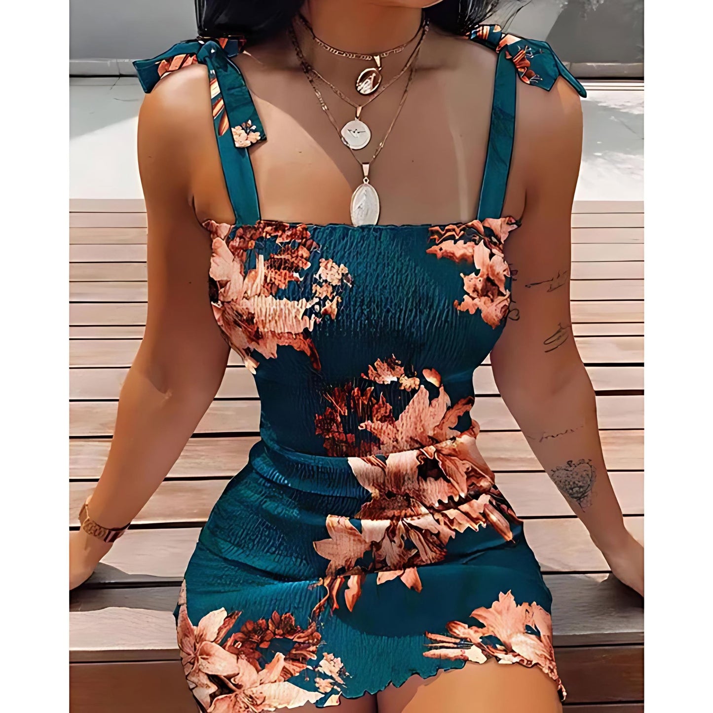 Korte Damesjurk met Bloemenprint Korte Damesjurk met Bloemenprint La Belge Groente S 