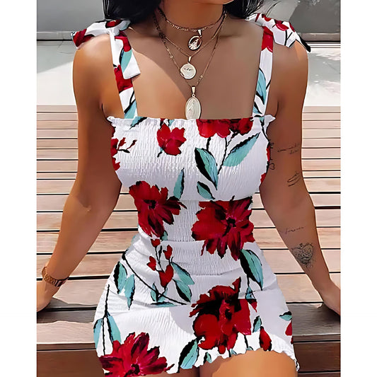 Korte Damesjurk met Bloemenprint Korte Damesjurk met Bloemenprint La Belge Rood S 