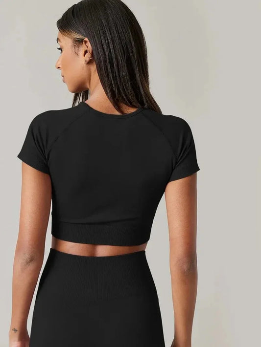 Seamless Short Sleeve Yoga Shirt para Mulheres, Esporte Camisetas, Ginásio Roupas de Fitness, Corrida e desgaste ativo Importe Go 